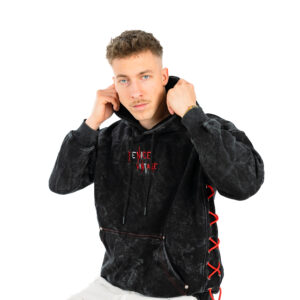 Legacy Lace-Up Hoodie in Washed Black - Image 7