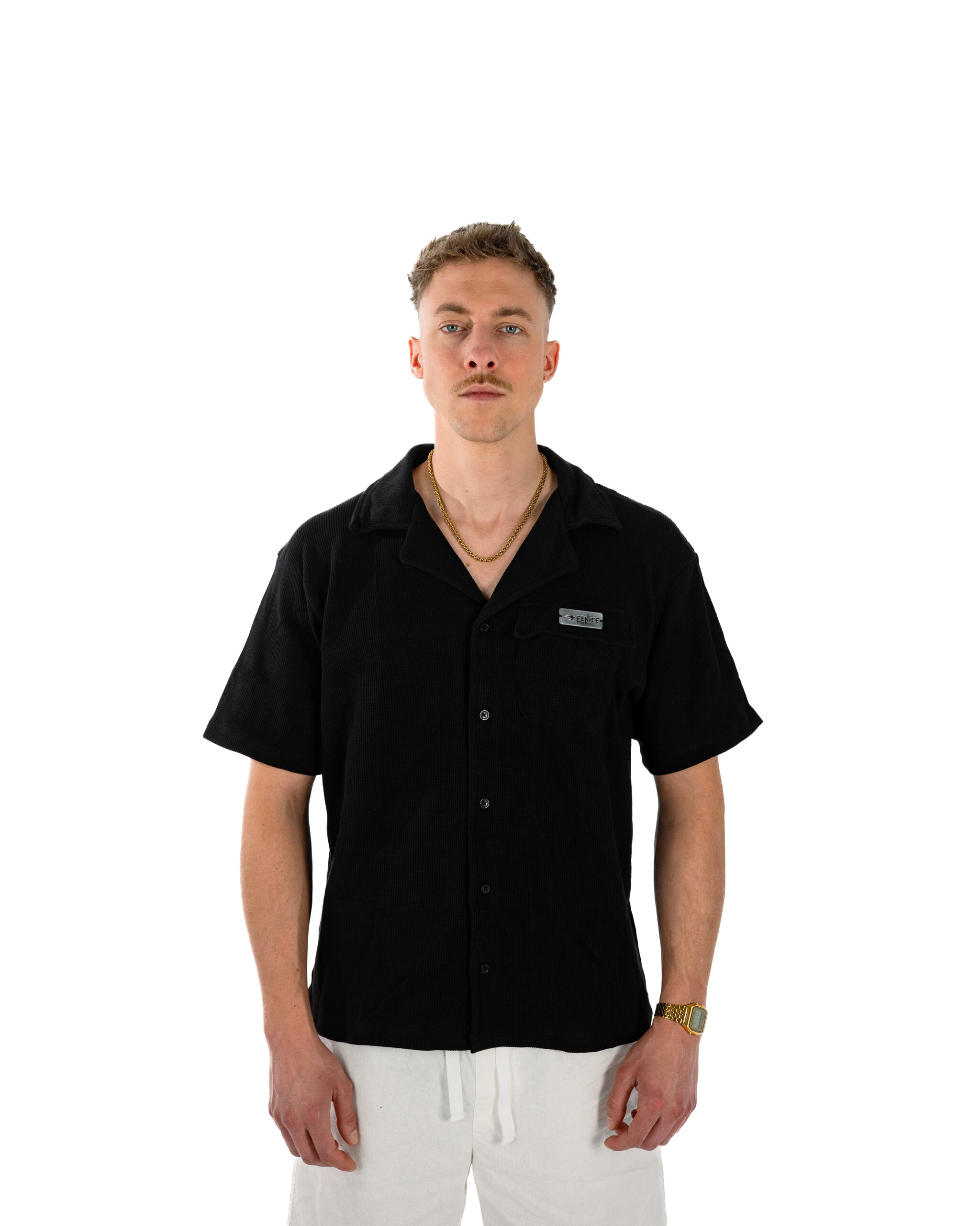 Artisan Waffle Shirt in Black
